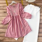 GF-67 Kurti (Pink) + Palazzo (White)
