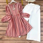 GF-67 Kurti + Palazzo (Red and White)